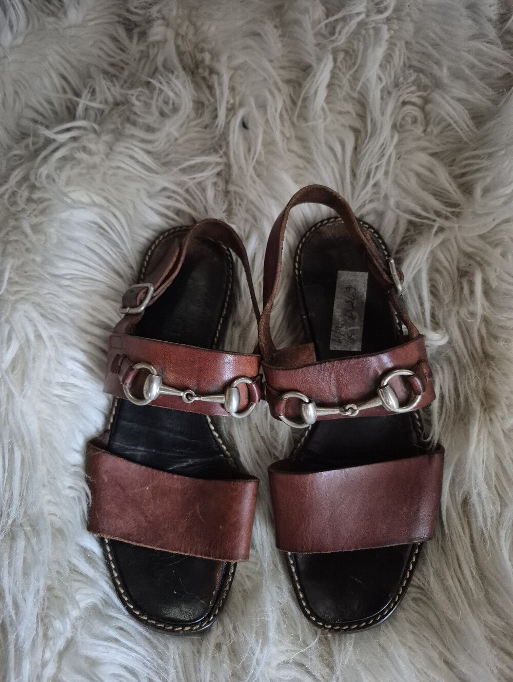 Gucci Brown Leather Women’s Slingback Sandals with Horsebit Accent